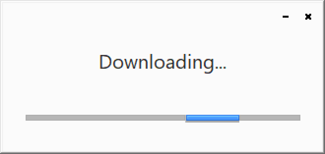 A setup window that says Downloading with a status bar.