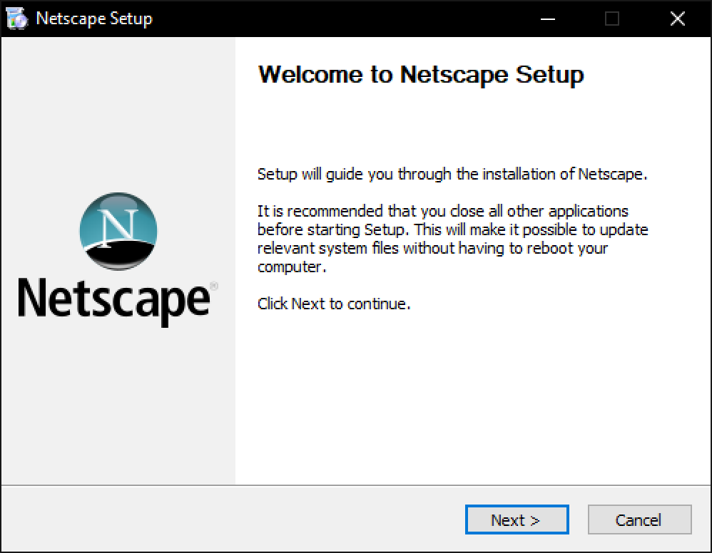 A standard Netscape setup wizard.