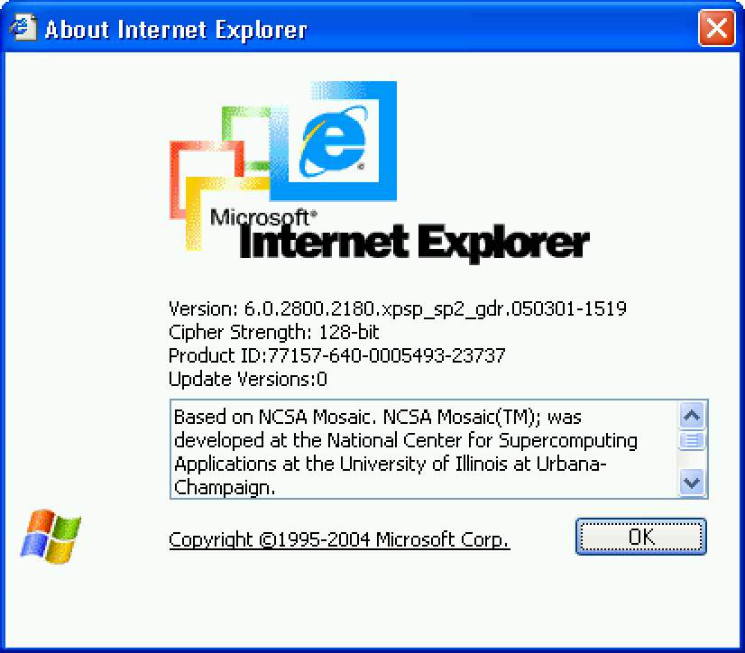 Internet Explorer 6 about window.